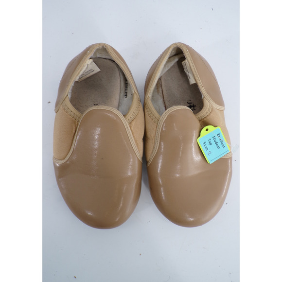 Dance Tap Shoes Revolution 536 Tan 2M Little Kid Full Sole Student Man Made - Picture 2 of 6